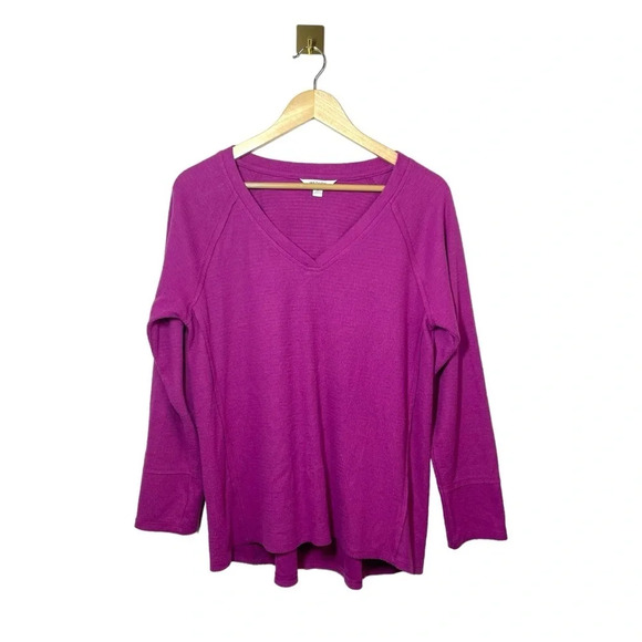 Wildfox Women’s Haley Brushed V-Neck Knit Sweater in Elderberry Pink Size M - Picture 5 of 11